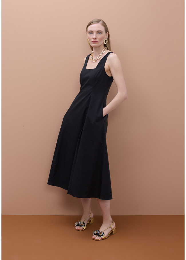 Vestido popelín tirantes ajustado