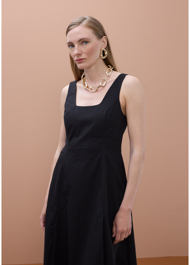 Fitted Poplin Strap Dress