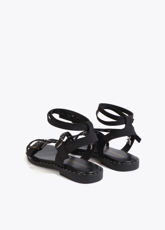 Flat Sandal with Strap Detail and Custom Buckles