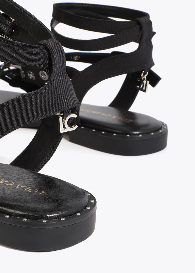 Flat Sandal with Strap Detail and Custom Buckles