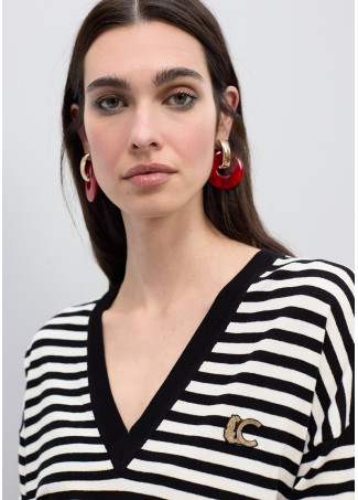 Jersey cuello pico raya bicolor