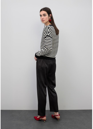 Bicolor Stripe V-Neck Sweater