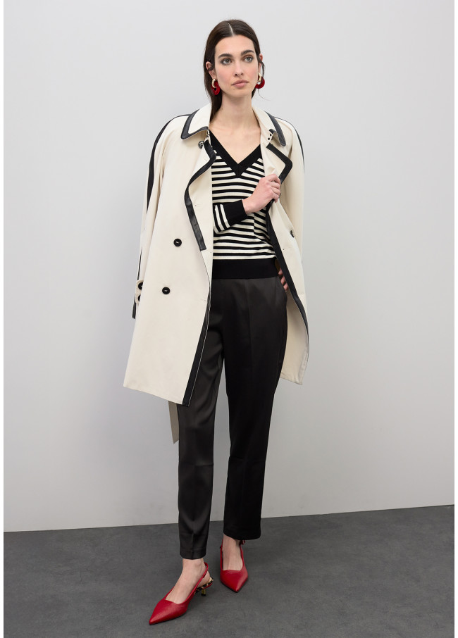 Bicolor Stripe V-Neck Sweater