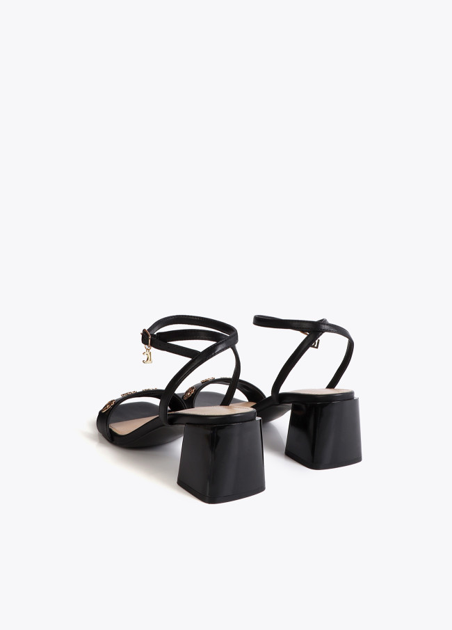 Heeled Sandal with Metallic Embellishments