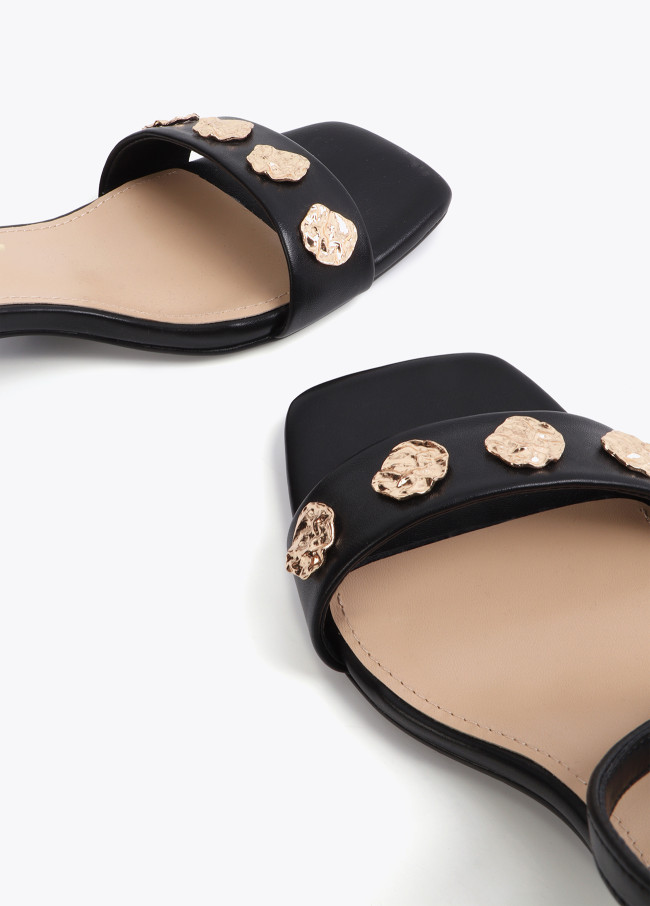 Heeled Sandal with Metallic Embellishments