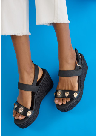 Wedge in Metallic Raffia Effect Fabric