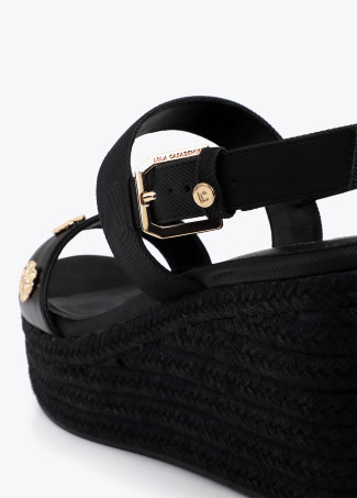 Wedge in Metallic Raffia Effect Fabric