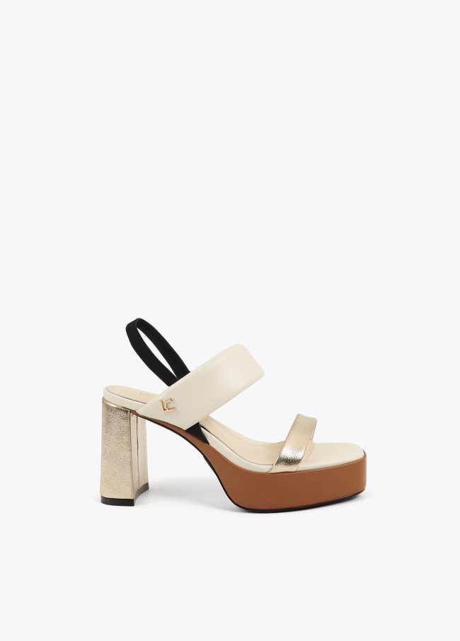 Tricolor Strap Heel Sandal