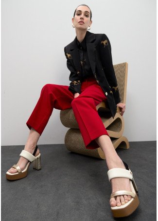 Tricolor Strap Heel Sandal