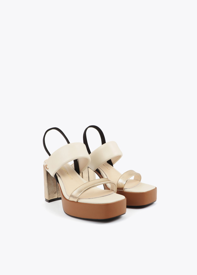 Tricolor Strap Heel Sandal