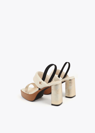 Tricolor Strap Heel Sandal