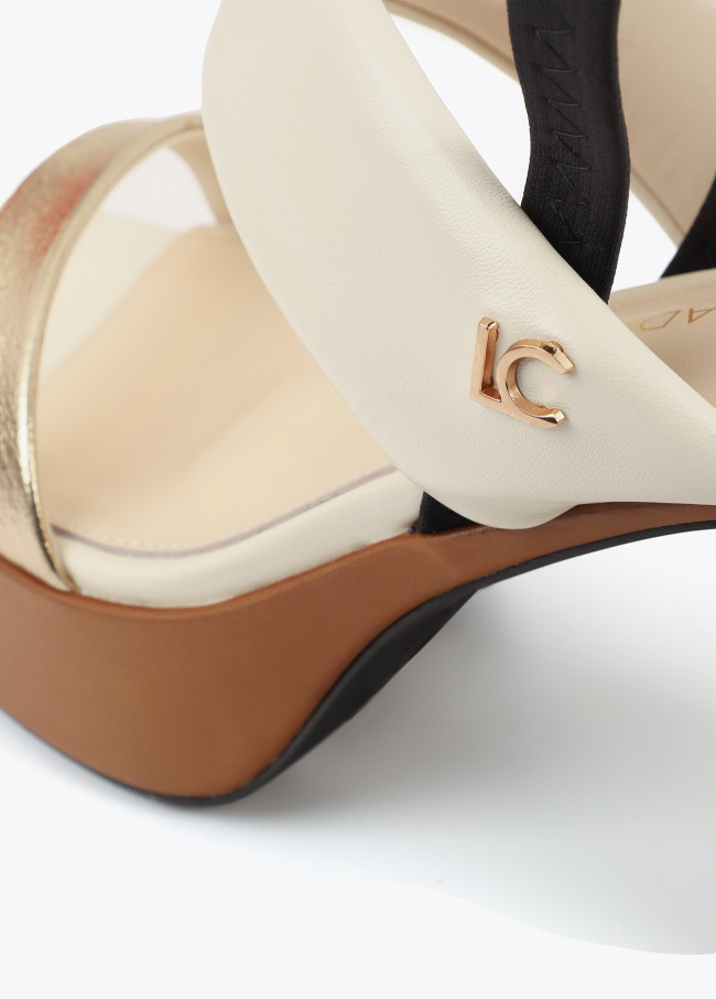 Tricolor Strap Heel Sandal