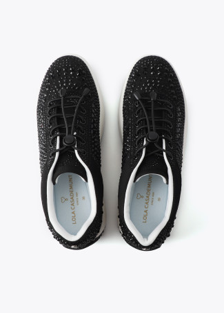 Trainers with transparent sole and rhinestone appliqués