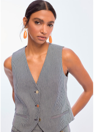 Gestreifte Twill-Weste
