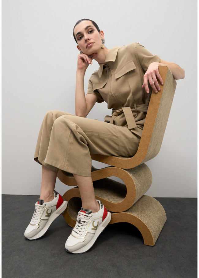 Dreifarbige Plattform-Sneaker mit...