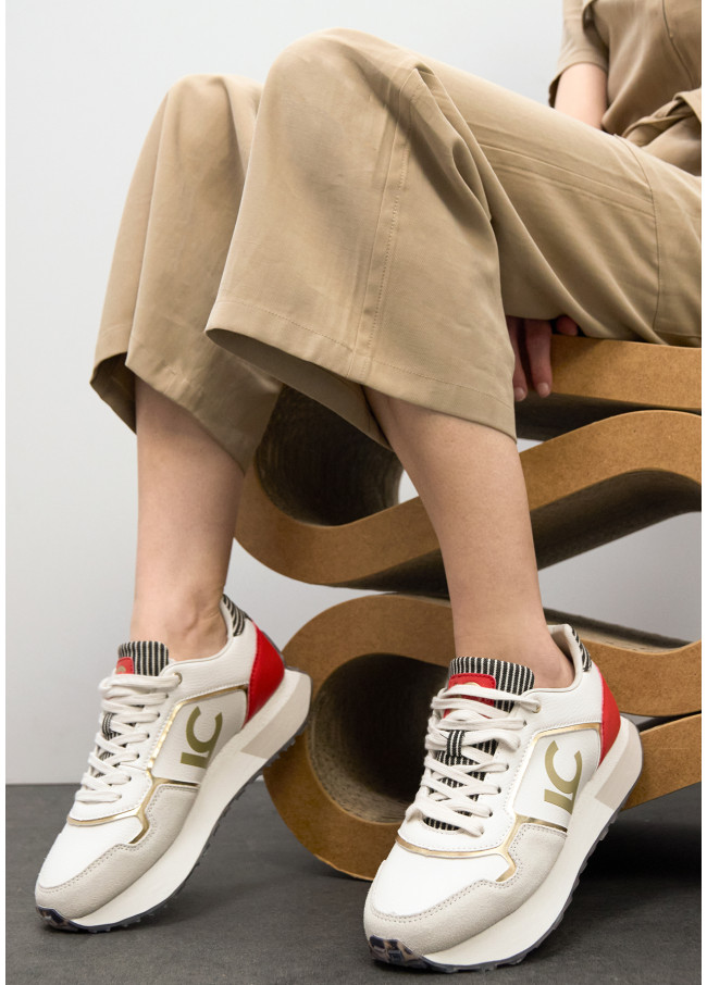 Dreifarbige Plattform-Sneaker mit...