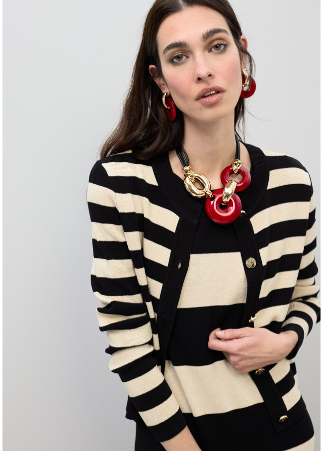 Cardigan a Righe Bicolore