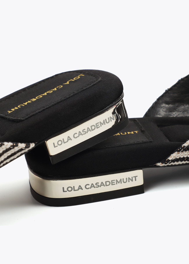 Flat Stripe Canvas Sandal with Bow Detail