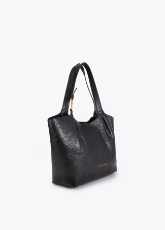 Pleated Shopper with Logo Handle