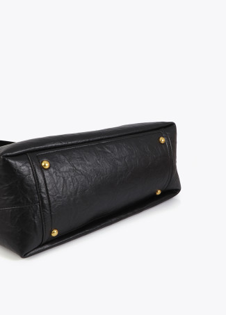 Pleated Shopper with Logo Handle