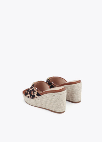 Leopard Print Wedges with Metallic Detail