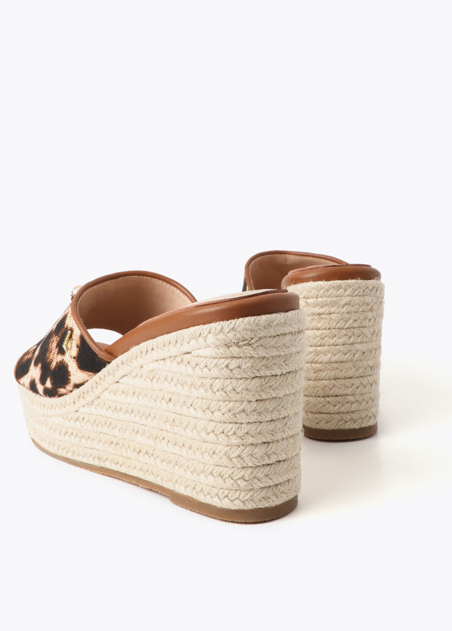 Leopard Print Wedges with Metallic Detail
