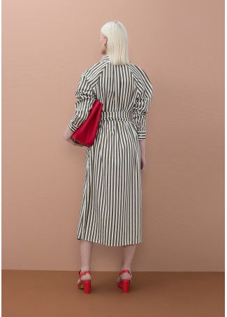Gestreiftes Popeline-Hemdkleid mit Gürtel