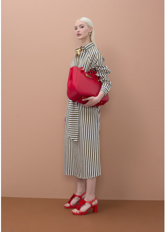 Abito Camicia in Popeline a Righe con Cintura