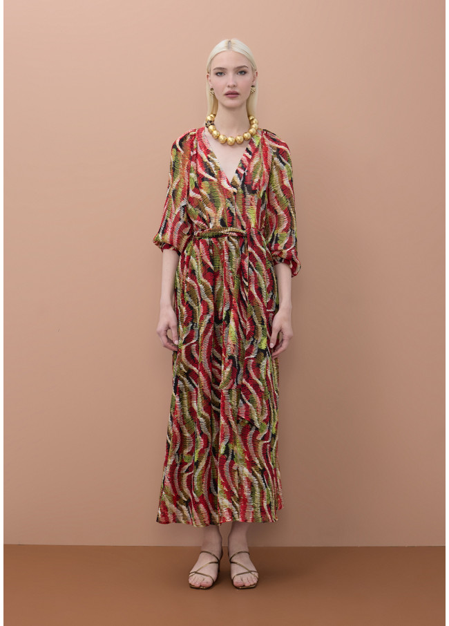 V-neck Snake Print Dress