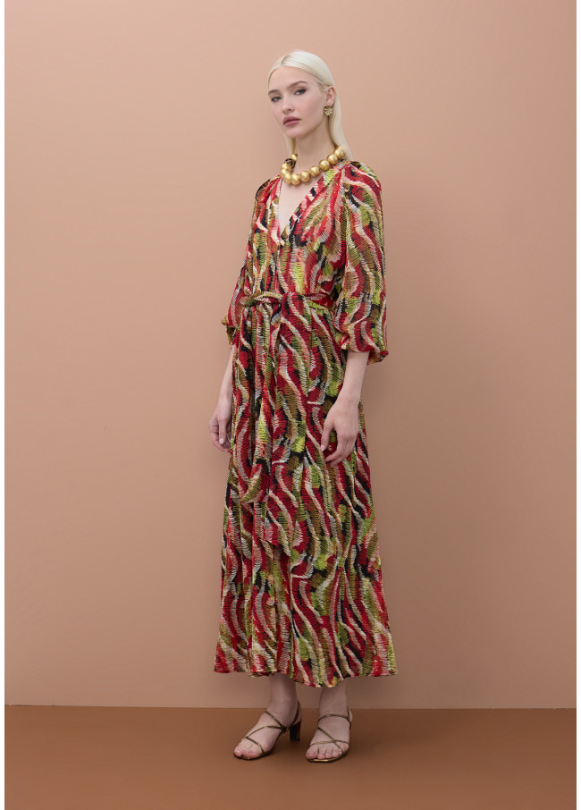 Robe à col en V imprimé serpent