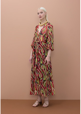 Vestido escote pico print serpentina