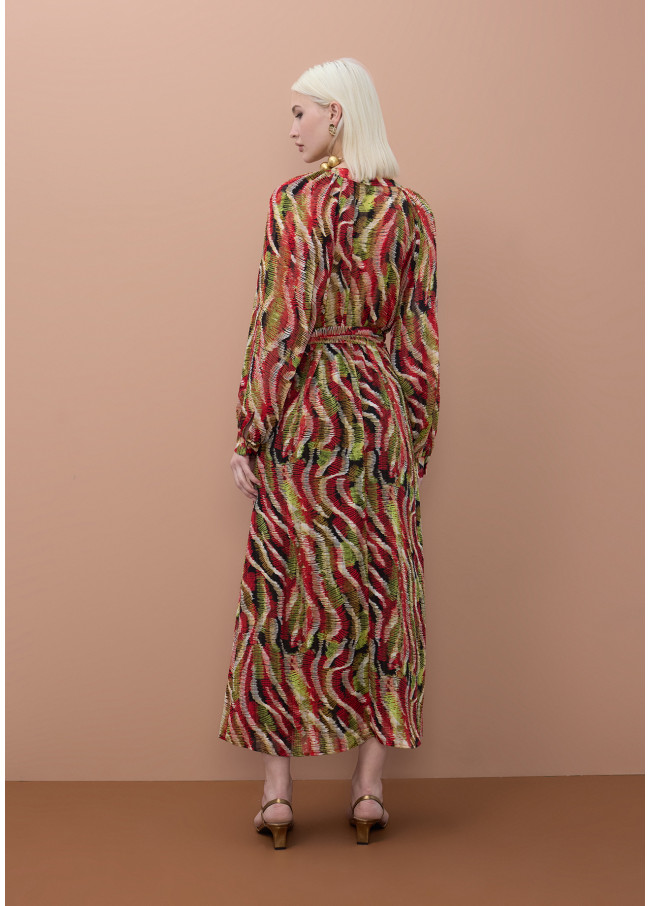 Vestido escote pico print serpentina