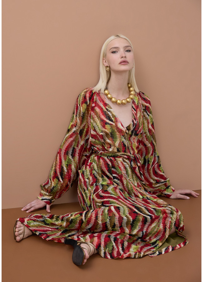 V-neck Snake Print Dress