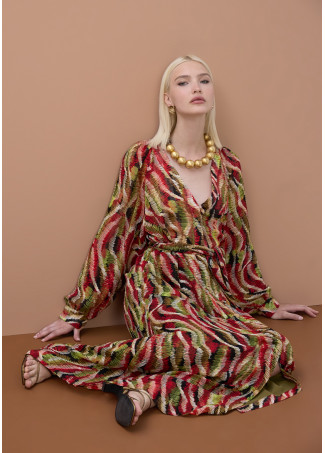 Vestido escote pico print serpentina