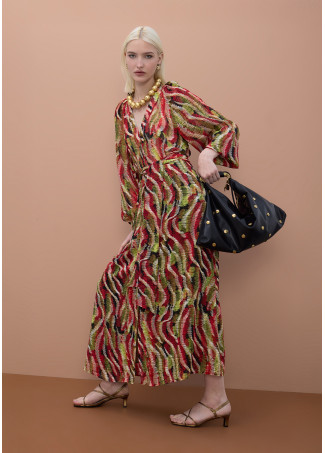 Vestido escote pico print serpentina