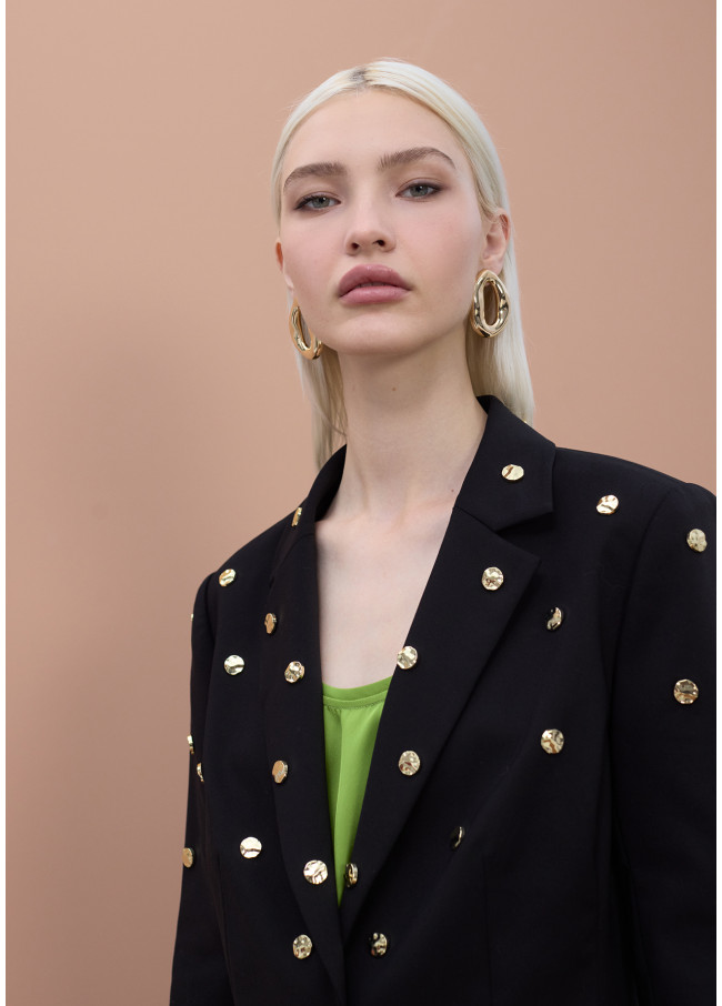 Tailored Blazer with Round Studs