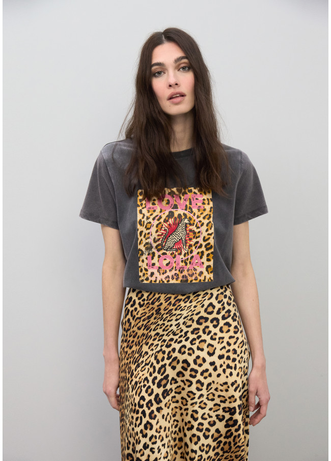 Falda satinada estampado animal