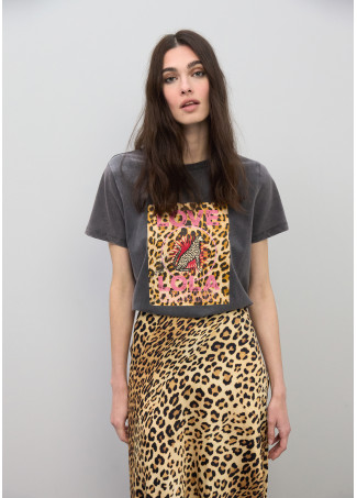 Falda satinada estampado animal