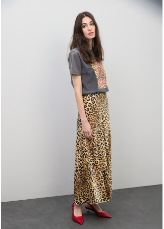 Satinierte Rock mit Animal-Print