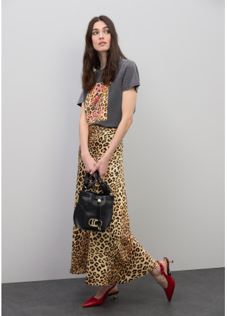 Satinierte Rock mit Animal-Print