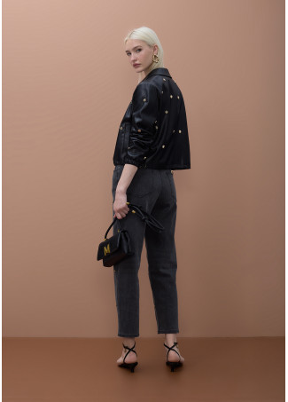 Blouson en Similicuir avec Clous Ronds