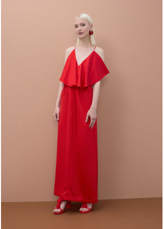 Robe à Volants et Col en V