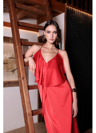 Ruffled V-Neck Dress