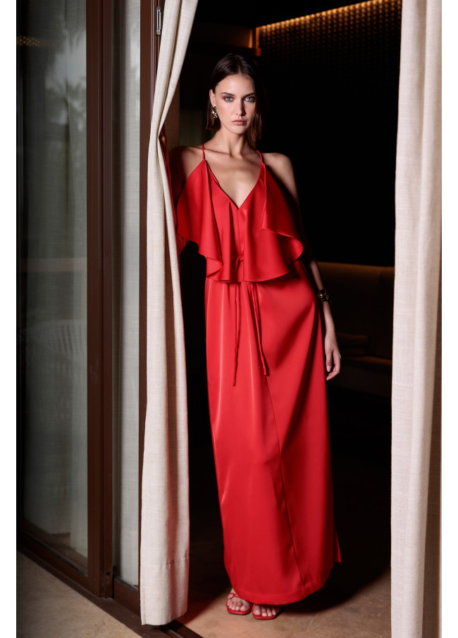 Ruffled V-Neck Dress