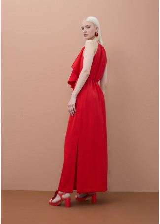 Vestido escote pico volantes