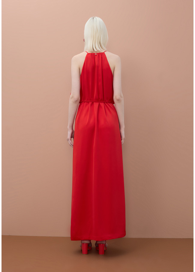 Vestido com Babados Decote V