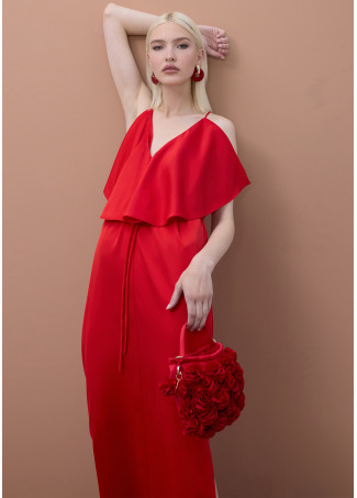 Ruffled V-Neck Dress