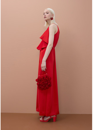 Vestido escote pico volantes