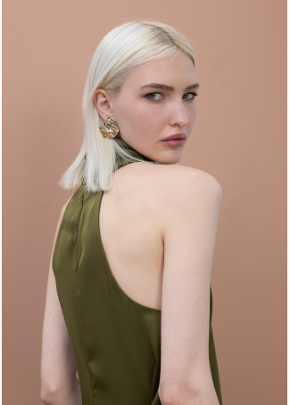 Robe Satinée à Col Halter