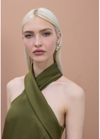 Robe Satinée à Col Halter